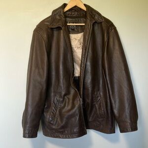 Jos. A. Bank Dark Brown Leather Jacket with removable lining